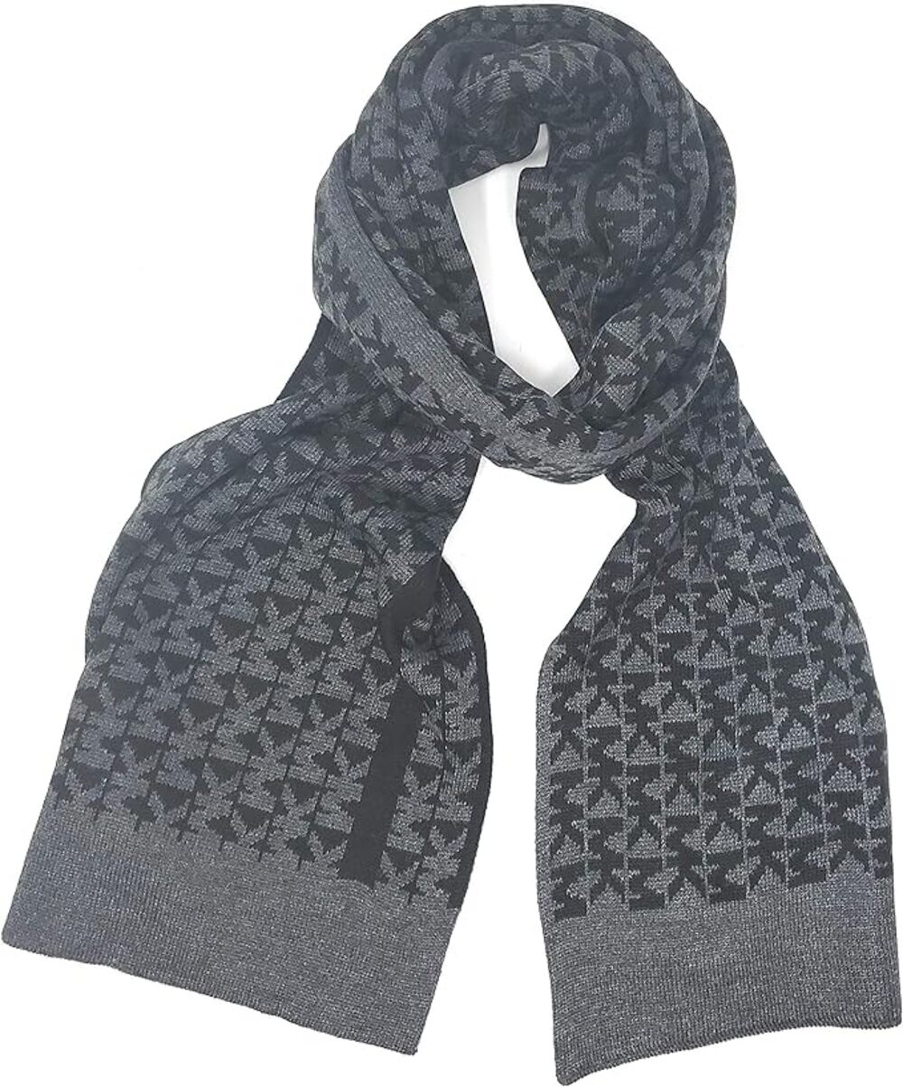 Michael Kors MK Logo Scarf Women's Signature Two Tone Reversible Gray Black Soft